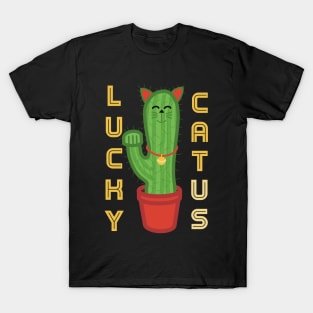 Lucky Catus Cat And Cactus Pun T-Shirt